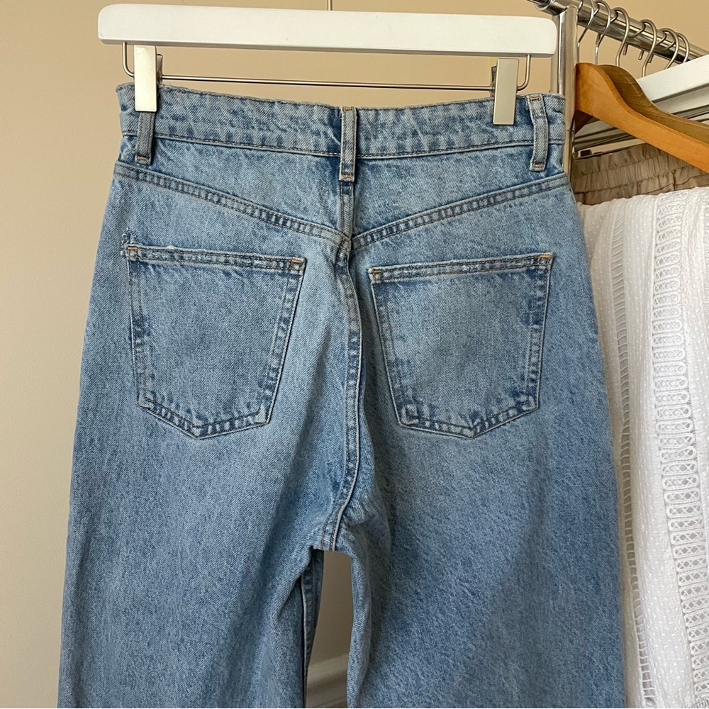 ZARA High Rise Straight Leg Ripped Knee Jeans Size 4 - Picture 7 of 11